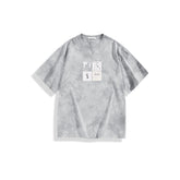 Men's Washed Distressed T-Shirt with Patchwork